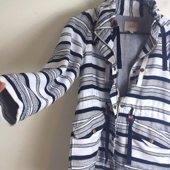 Oversized Breton Stripe Anorak Nautical Preppy Coat Jacket Women's XS - Picture 4 of 16